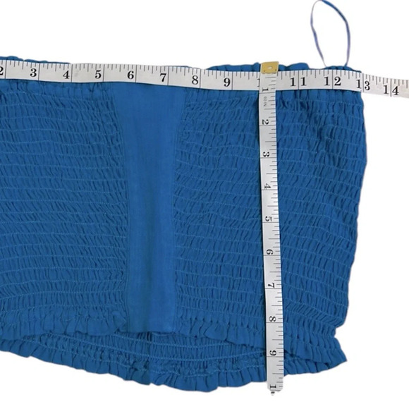 Guess New Women’s Small Bayside Teal Smocked Tube Top - Picture 6 of 6